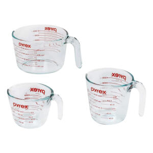 Pyrex 1118990 | 3PC Measuring Cup Set | 1 Cup, 2 Cup, 4 Cup Glass