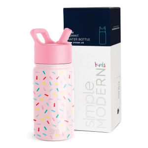 Simple Modern Kids Water Bottle with Straw Lid, Insulated Stainless Steel Reusable Tumbler for Toddlers, Girls, 14oz (Confetti)