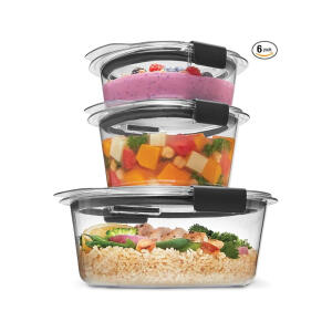 Rubbermaid Brilliance Round Leak Proof Food Storage Containers, 6 Piece Set