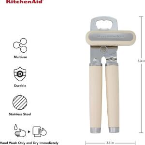 KitchenAid Classic Multifunction Can & Bottle Opener, 8.34 Inch (Almond Cream)