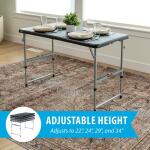 Lifetime 4 ft. One Hand Adjustable Height Fold-in-Half Resin Table; Black