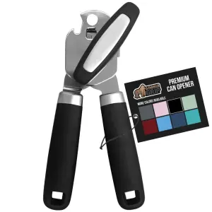 Gorilla Grip Heavy Duty Stainless Steel Smooth Edge Manual Can Opener and Bottle Opener (Black)