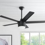 Home Decorators CollectionMerwry 52 in. Integrated LED Indoor Matte Black Ceiling Fan with Light Kit and Remote Control (SW1422MBK)