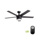 Home Decorators CollectionMerwry 52 in. Integrated LED Indoor Matte Black Ceiling Fan with Light Kit and Remote Control (SW1422MBK)