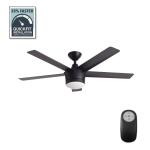 Home Decorators CollectionMerwry 52 in. Integrated LED Indoor Matte Black Ceiling Fan with Light Kit and Remote Control (SW1422MBK)