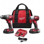 Milwaukee M18 18V Lithium-Ion Cordless Drill Driver/Impact Driver Combo Kit (2-Tool) W/ Two 1.5Ah Batteries, Charger Tool Bag