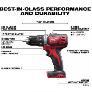 Milwaukee M18 18V Lithium-Ion Cordless Drill Driver/Impact Driver Combo Kit (2-Tool) W/ Two 1.5Ah Batteries, Charger Tool Bag