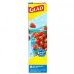 Glad Zipper Freezer Bags, Gallon, 15 Bags/Box