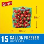 Glad Zipper Freezer Bags, Gallon, 15 Bags/Box