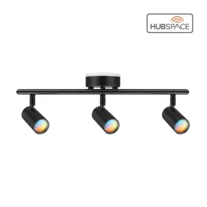 Hampton Bay Boedy 2 ft. 3-Light Smart Matte Black Integrated LED Fixed Track Lighting Kit with Night Light