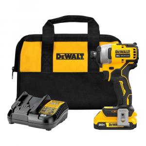 DEWALT ATOMIC 20V Max Lithium-Ion Brushless Cordless Compact 1/4 in. Impact Driver Kit with 2.0Ah Battery, Charger and Bag (DCF809D1)