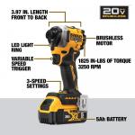 DEWALT ATOMIC 20V MAX Lithium-Ion Cordless 1/4 in. Brushless Impact Driver Kit, 5 Ah Battery, Charger, and Bag