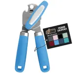 Gorilla Grip Heavy Duty Stainless Steel Manual Can Opener and Bottle Opener, Soft Handle, Rust-Proof, Easy-Turn Knob, Multifunctional Kitchen Tool (Aqua)