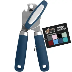 Gorilla Grip Heavy Duty Stainless Steel Manual Can Opener and Bottle Opener, Soft Handle, Rust-Proof, Easy-Turn Knob, Multifunctional Kitchen Tool (Blue)