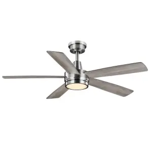 Hampton Bay Fanelee 54 in. White Color Changing LED Brushed Nickel Smart Ceiling Fan 52133