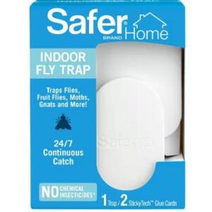 Safer BrandSafer Home Indoor Flying Insect Trap for Fruit Flies, Gnats, Moths, House Flies (1 Plug-In Base and 2 Refill Glue Cards) description