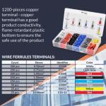 New House Electric Ferrule Crimping Tool Kit with Wire Crimper Tool, Wire Ferrule Container, and 1,200 Electrical Wire Connectors