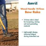 Anvil 47 in. L Wood Handle 14-Tines Garden Bow Rake