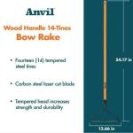 Anvil 47 in. L Wood Handle 14-Tines Garden Bow Rake