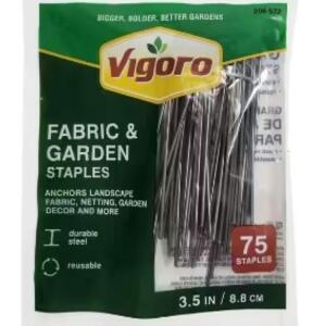 Vigoro 3.5 in. Weed Barrier Landscape Fabric Garden Staples (75-Pack)