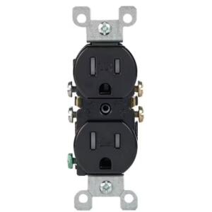 Leviton 15 Amp Tamper Resistant Duplex Outlet, Black