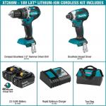 Makita 18V LXT Lithium-Ion Brushless Cordless Hammer Drill and Impact Driver Combo Kit (2-Tool) w/ (2) 4Ah Batteries, Bag