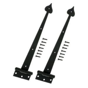 Everbilt 13 in. Decorative Gate Tee Hinges (2-Pack) Black