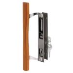 Prime-Line Diecast and Wood Sliding Glass Door Handle Set, 6-5/8 in., Hook Style, Flush Mount, Keyed