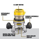 DEWALT 12 Amp Corded 2-1/4 HP Fixed and Plunge Base Router Kit - DW618PKB 