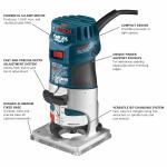 Bosch 1/4 in 5.6 Amp 1 HP Variable Fixed Corded Router