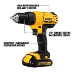 DEWALT 20V 1/2-inch Cordless Drill Kit and 20V Max 4.5-inch Cordless Angle Grinder