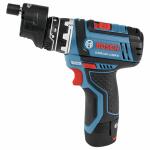 Bosch Chameleon 12V 1/4 inch Keyless Cordless Drill with 2 Batteries, Charger and Soft Bag