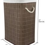 Home Basics Bamboo Laundry Hamper, Rectangular Design, Removable Liner, Brown Finish