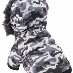 Pet Life Fashion Parka Dog Coat Large Snow Gray Camouflage, Water Resistant, Hook and Loop Closure