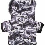 Pet Life Fashion Parka Dog Coat Large Snow Gray Camouflage, Water Resistant, Hook and Loop Closure