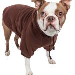 Pet Life Fashion Small Pet Hoodie Sweater, Brown Plush Cotton 