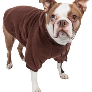 Pet Life Fashion Small Pet Hoodie Sweater, Brown Plush Cotton 