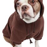 Pet Life Fashion Small Pet Hoodie Sweater, Brown Plush Cotton 