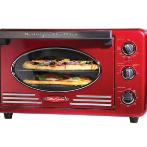 Nostalgia 12-Slice Red Convection Toaster Oven Automatic Shut-off