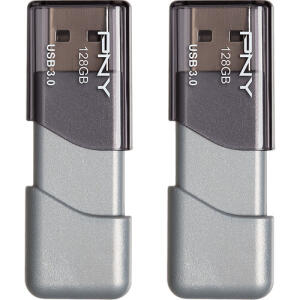 PNY 128GB Turbo Attaché 3 USB 3.0 Flash Drive (2-Pack, Gray)