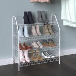 ClosetMaid 28 Inch 4 Tier 12 Pair White Metal Shoe Rack Organizer