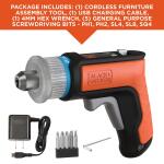 Black Decker 4-Volt 1/4-inch Cordless Screwdriver (Charger Included)