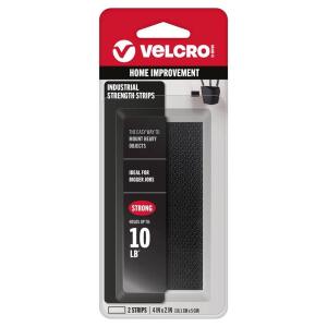 VELCRO4 in. x 2 in. Industrial Strength Strips in Black (2-Pack) (90199)