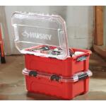 Husky12-Gal. Professional Heavy Duty Waterproof Stackable Plastic Storage Container with Hinged Lid in Red (248921)