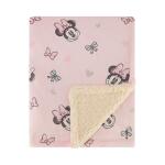 Cudlie Disney Baby Minnie Mouse Fuzzy Double Sided Mink and Sherpa Infant Blanket Light Pink