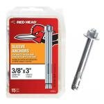 Red Head 3/8 in. x 3 in. Hex-Head Sleeve Anchors (15-Pack)