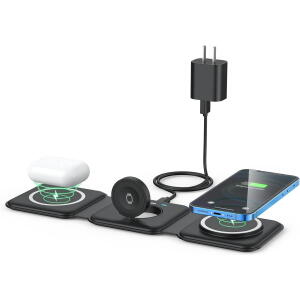 Mastgoal 3-in-1 Wireless Charging Station for Apple Devices, Magnetic and Foldable for iPhone.