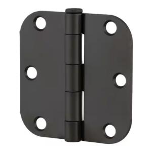 Everbilt 3 in. x 1/4 in. Radius Matte Black Squeak-Free Door Hinge