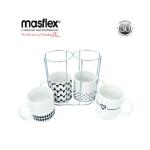 Masflex 4 Piece Aztex Newbone Mugs with Rack 350ml