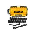 DEWALT Impact Socket Set, 23-Piece, 1/2″ Drive Metric/SAE